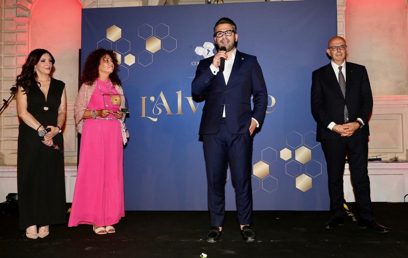 Alessandro Crocco speaking at an awards ceremony